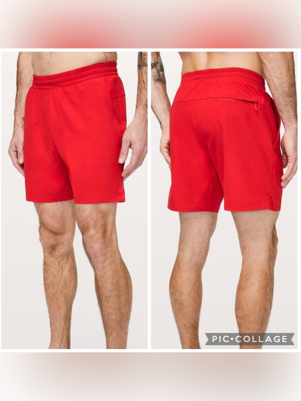 LULULEMON Men’s SPICY RED 7” CHANNEL CROSS Swim Short Pockets Pull On Size M